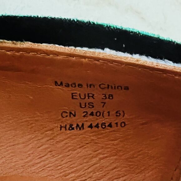 2010 LANVIN x H&M Green Floral Print Bow Mirrored Heels Pumps - EUR 38 / US 7 - Picture 8 of 9